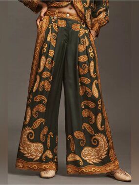 NWT Size M - Farm Rio x Anthropologie Printed Wide-Leg Pants (NWT US$ 178)